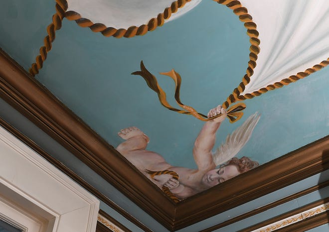 Ceiling painting of the James House Inn.