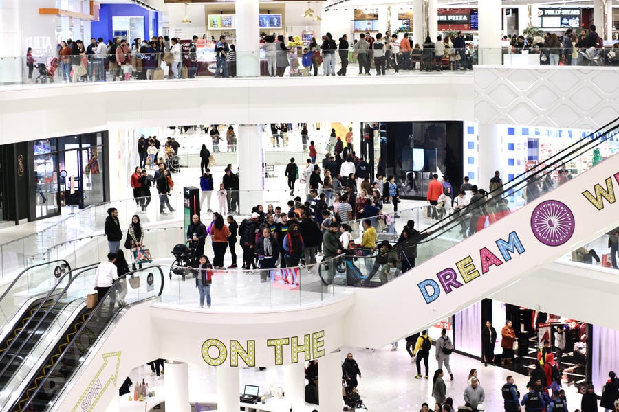 Customers visit the American Mall dream mall during Black Friday on November 25, 2022 in East Rutherford, New Jersey.