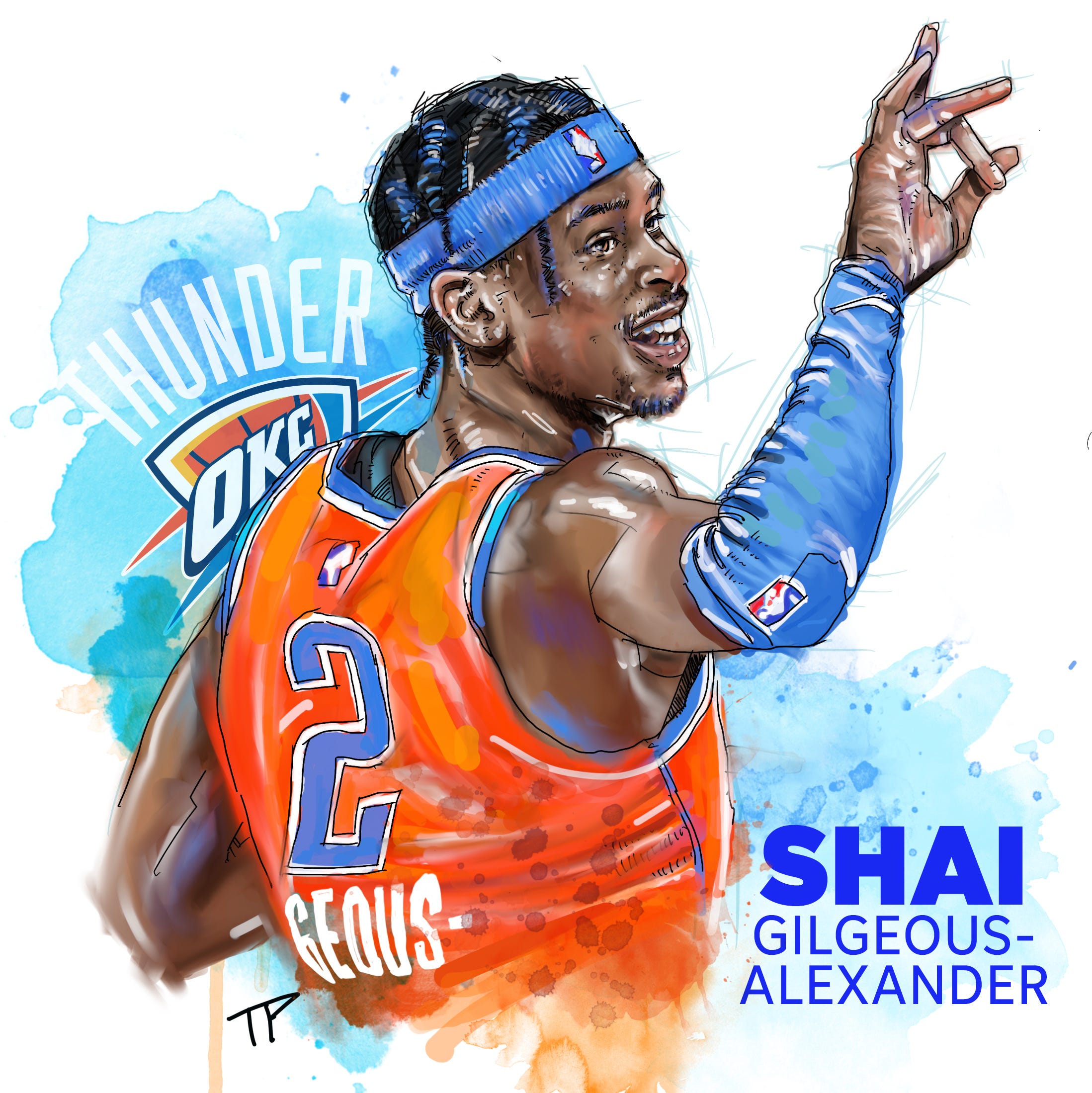 Shai Gilgeousalexander Thunder Design  Thunder design Nba pictures  Basketball pictures
