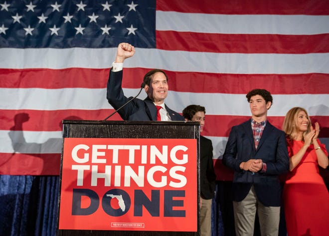 U.S. Senator Marco Rubio, who appeared here to celebrate his election victory last November, warned Gov. Ron DeSantis in his escalating battle with Walt Disney World.