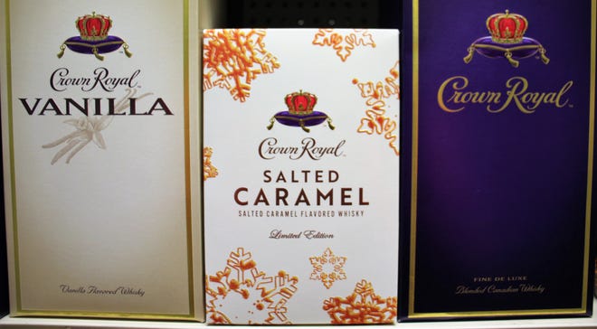 Fans of Crown Royal can choose from the original, right, or flavored with the likes of vanilla and, for a limited time, salted caramel.