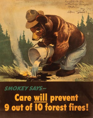 In 1964, Great Smoky Mountains National Park was gifted an original copy of the first Smokey Bear poster signed by the iconic image’s creator, Arthur Straehle. The poster is still held within the Great Smoky Mountains National Park Archives.
