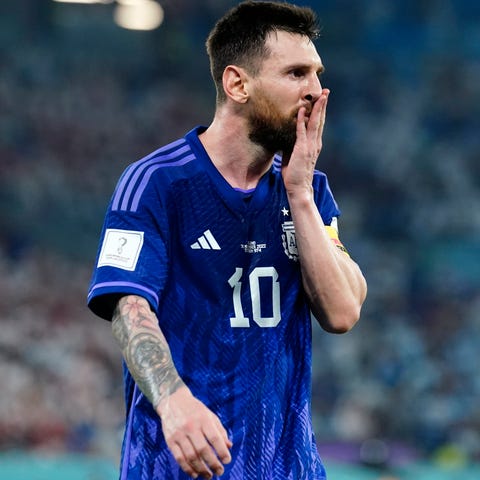 Argentina forward Lionel Messi reacts during the s