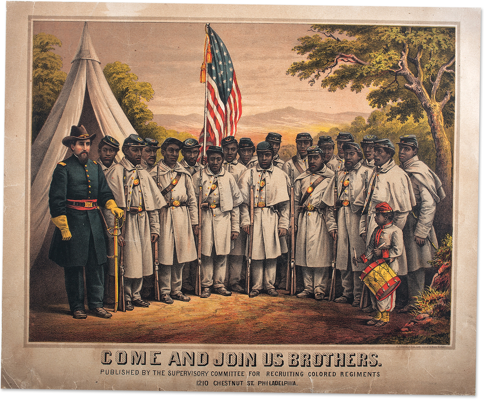 Union Army recruitment poster seeking Black soldiers to be trained at Camp William Penn.