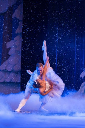 The Sugar Plum Fairy and her Cavalier perform a dance in this scene from Lubbock Ballet's annual production of "The Nutcracker."