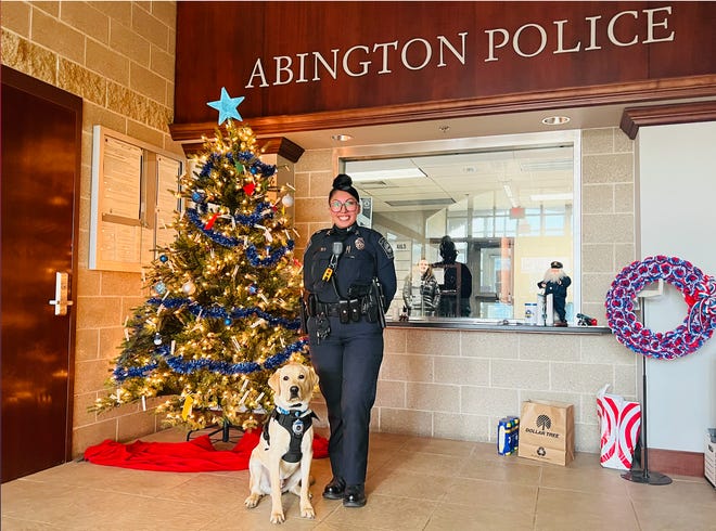 Harlow with Abington police officer Gladys Morgan.