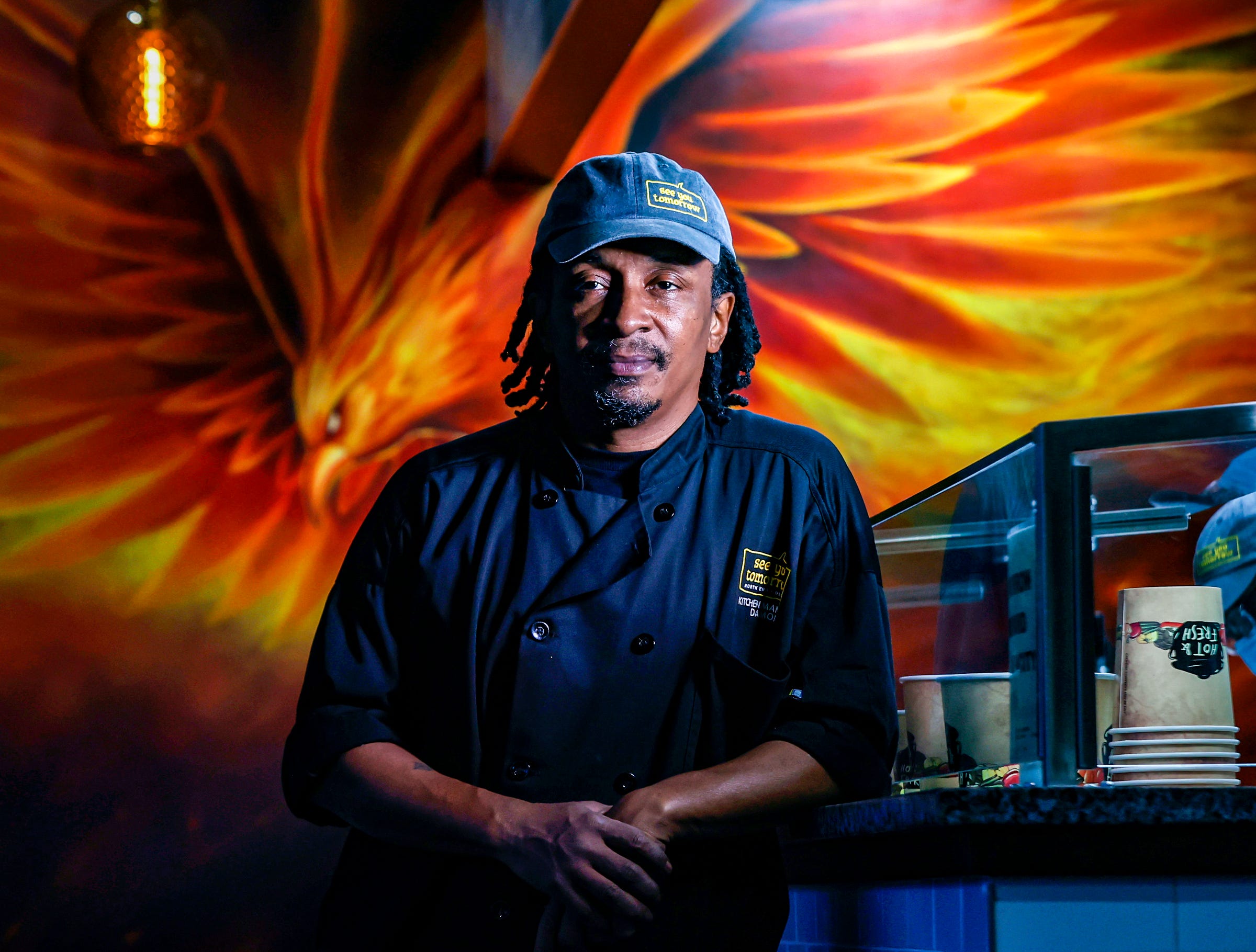 Damon Cann is the kitchen manager at See You Tomorrow, a restaurant on Woodward avenue that recently opened in New Center Detroit, Wednesday, Nov 30, 2022.
Cann was a cook at a Birmingham restaurant, but after disagreements with his boss there he left to work at this restaurant not far from where he grew up.