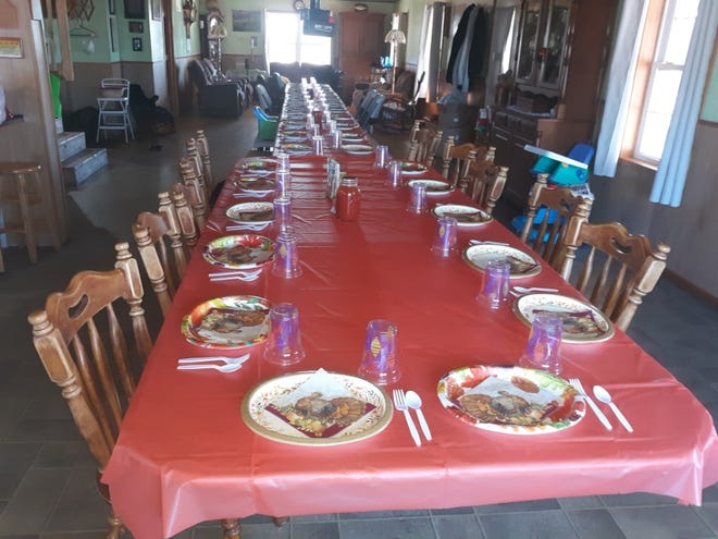 Lovina’s Thanksgiving table, set for 36 people.