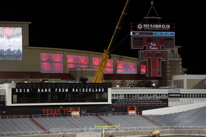 Workers from Trumble Crane and Rigging removed the Double T scoreboard from the south end of Jones AT&T Stadium on Thursday night.  Officials from Texas Tech and the City of Lubbock now plan to have discussions about where to relocate the iconic landmark.