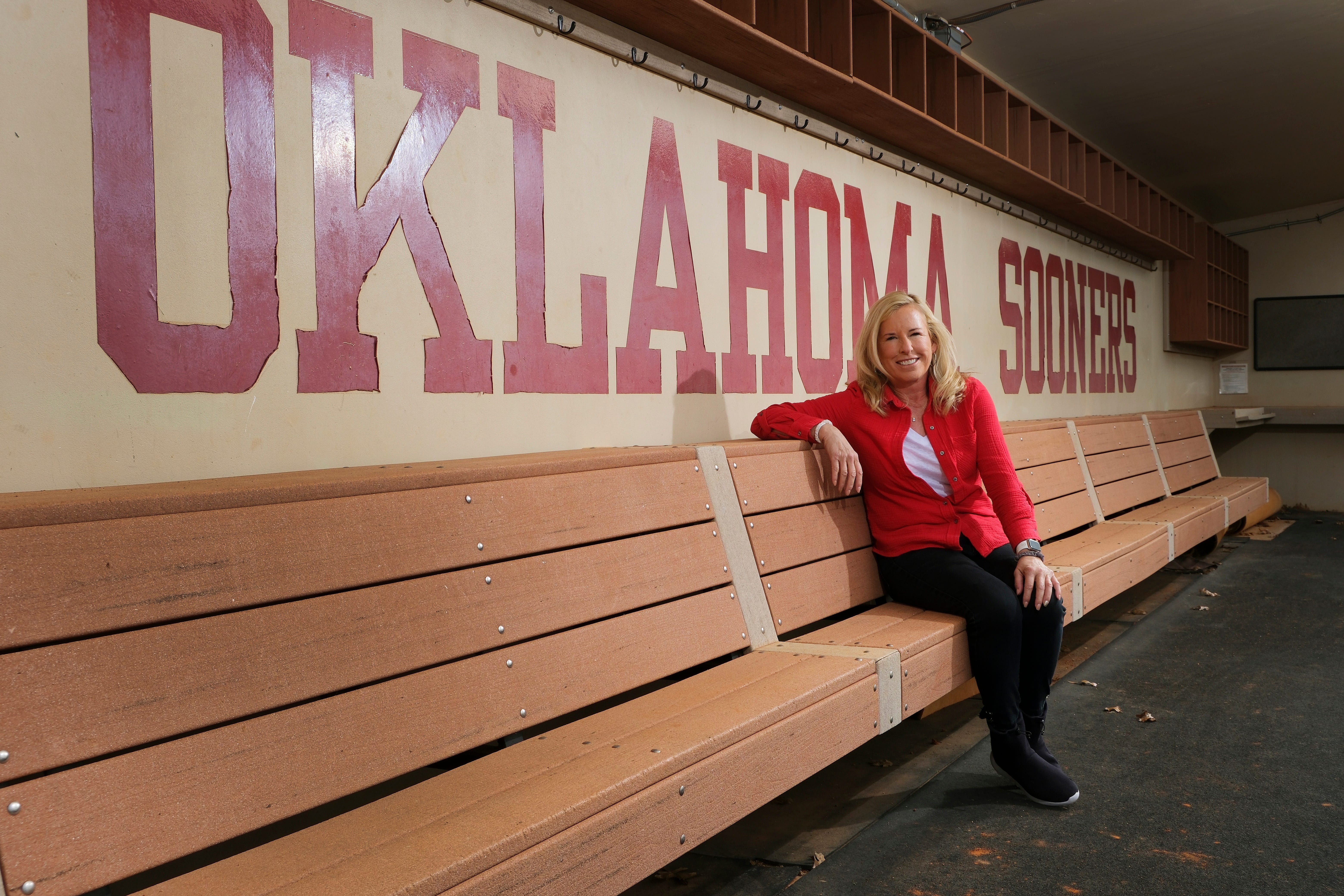 Patty Gasso, USA TODAY's Women of the Year honoree from Oklahoma, at Marita Hynes Field at the University of Oklahoma Softball Complex in Norman on Dec. 1, 2022.