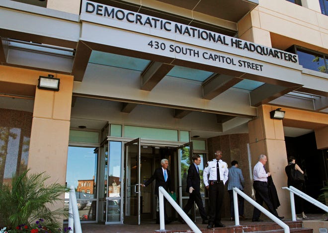 The entrance to the Democratic National Committee (DNC) headquarters in Washington on June 14, 2016.