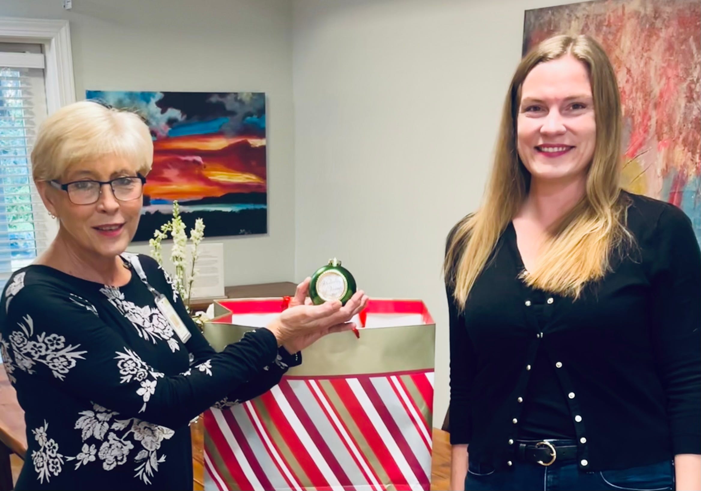 "We love Savannah and her gift is so wonderful," Hospice Savannah volunteer coordinator Christy Fulcher said of receiving a donation of Holiday Voices recordable ornaments from business owner Savannah Kelly. 2022 marks the second year Kelly has donated ornaments to the Georgia-based hospice's families and patients.