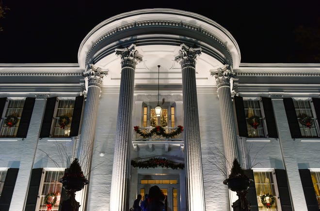 The Governor's Mansion is seen during Visit Jackson's 'Capital City Lights' holiday event in downtown Jackson, Miss., Friday, December 2, 2022.