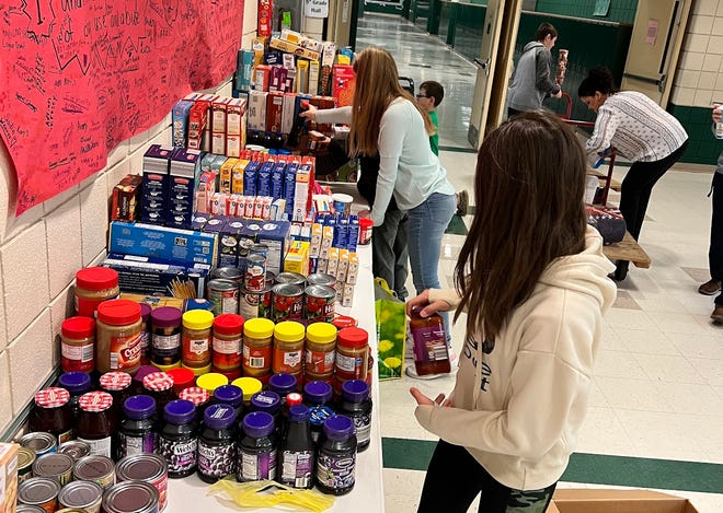 West Branch students collected nearly 3,000 items during a Thanksgiving food drive in November 2022 in the Intermediate and Middle schools.