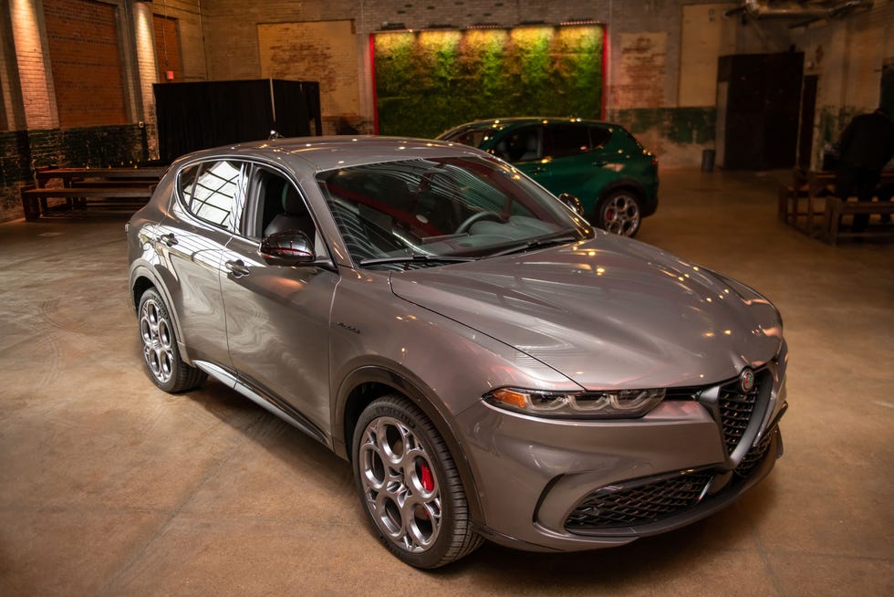 The U.S. version of the Alfa-Romeo Tonale plug-in hybrid SUV can be seen during a media event in Detroit, December 6, 2022.
