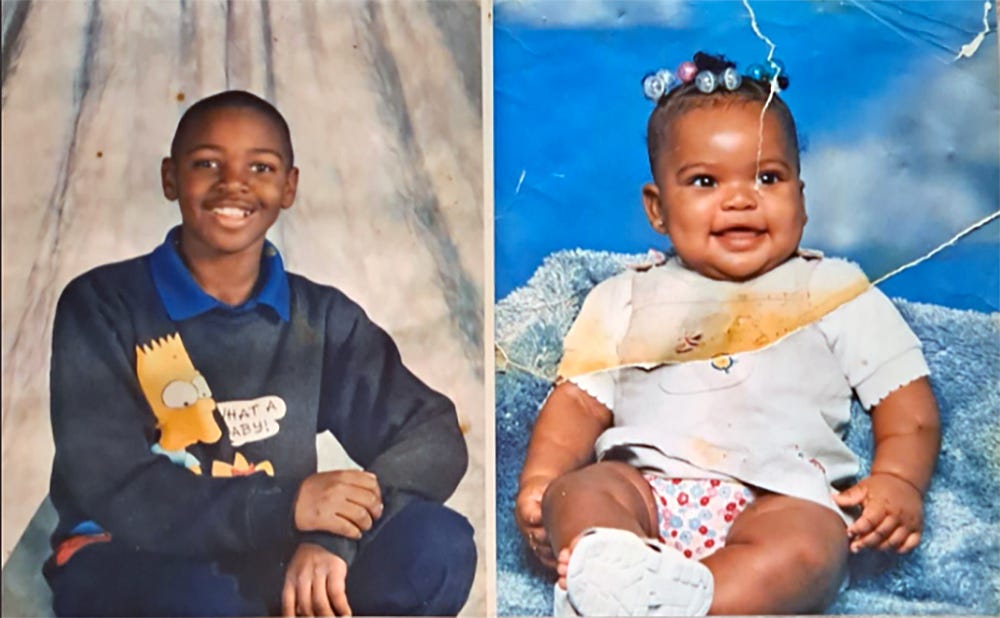 Marlin Dixon, left, as a boy, and his daughter, Kamariya, as a toddler. Dixon recently posted the photos on social media to show how much they look alike.