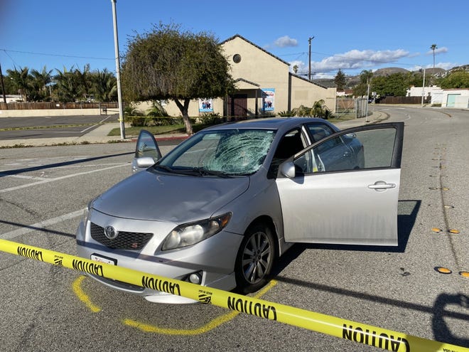 Police tape blocked off the scene of a fatal collision involving a pedestrian Wednesday morning at Ocean and Jordan avenues in Ventura.