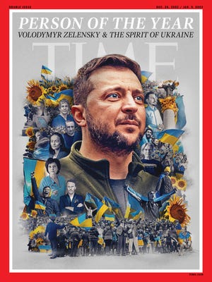 Cover image of Time magazine announcing Ukranian President Volodymyr Zelensky as the 2022 TIME Person of the Year.