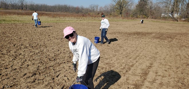 Volunteers worked to create a half-acre pollinator garden at the Ridge Road park in fall of 2022.