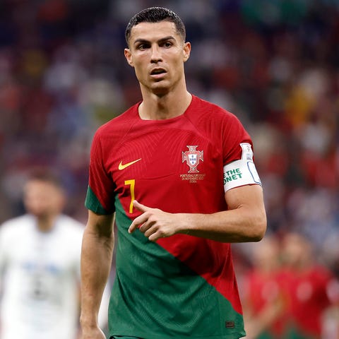 Portugal forward Cristiano Ronaldo looks on agains