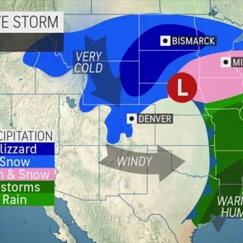 A cross-country storm is expected to bring severe 