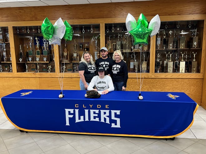 Clyde's Cole Schwochow continues his baseball career at Lake Erie College. He's joined by sister Alison Schwochow and parents Todd and Alison Schwochow.