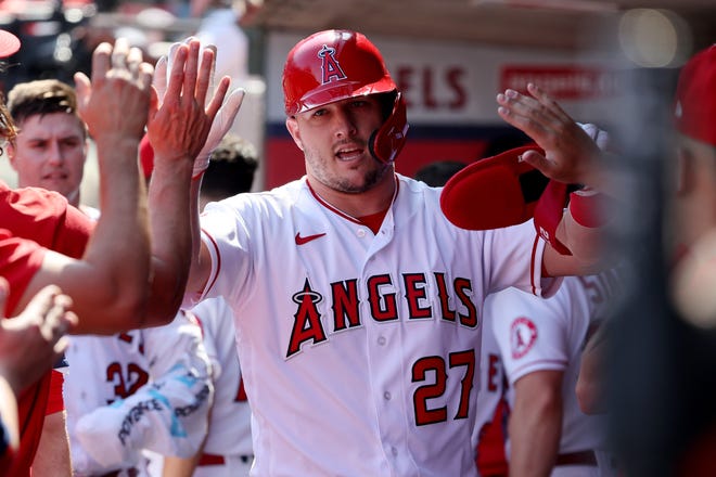 Los Angeles Angels center fielder Mike Trout has 350 career home runs.