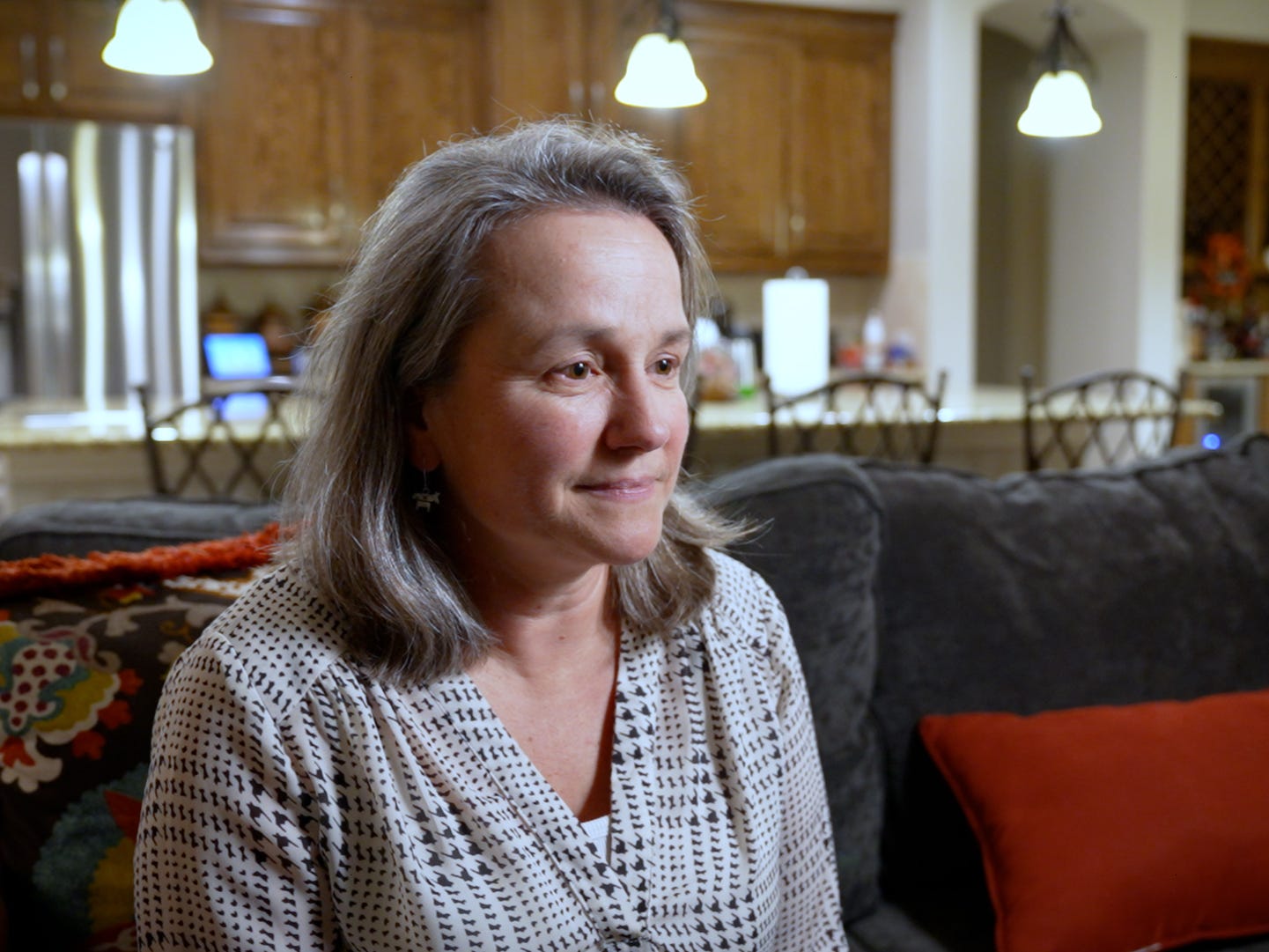 Gretchen Veling at home in Keller, Texas. When she saw that a drag show in nearby Roanoke was going to be protested, she decided she and her family needed to go to show support.