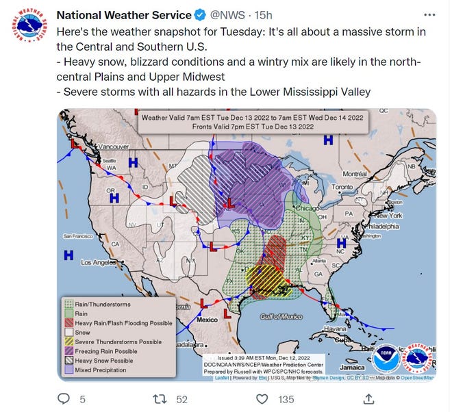 Possible severe weather is in the forecast from late Tuesday night throughout Wednesday.