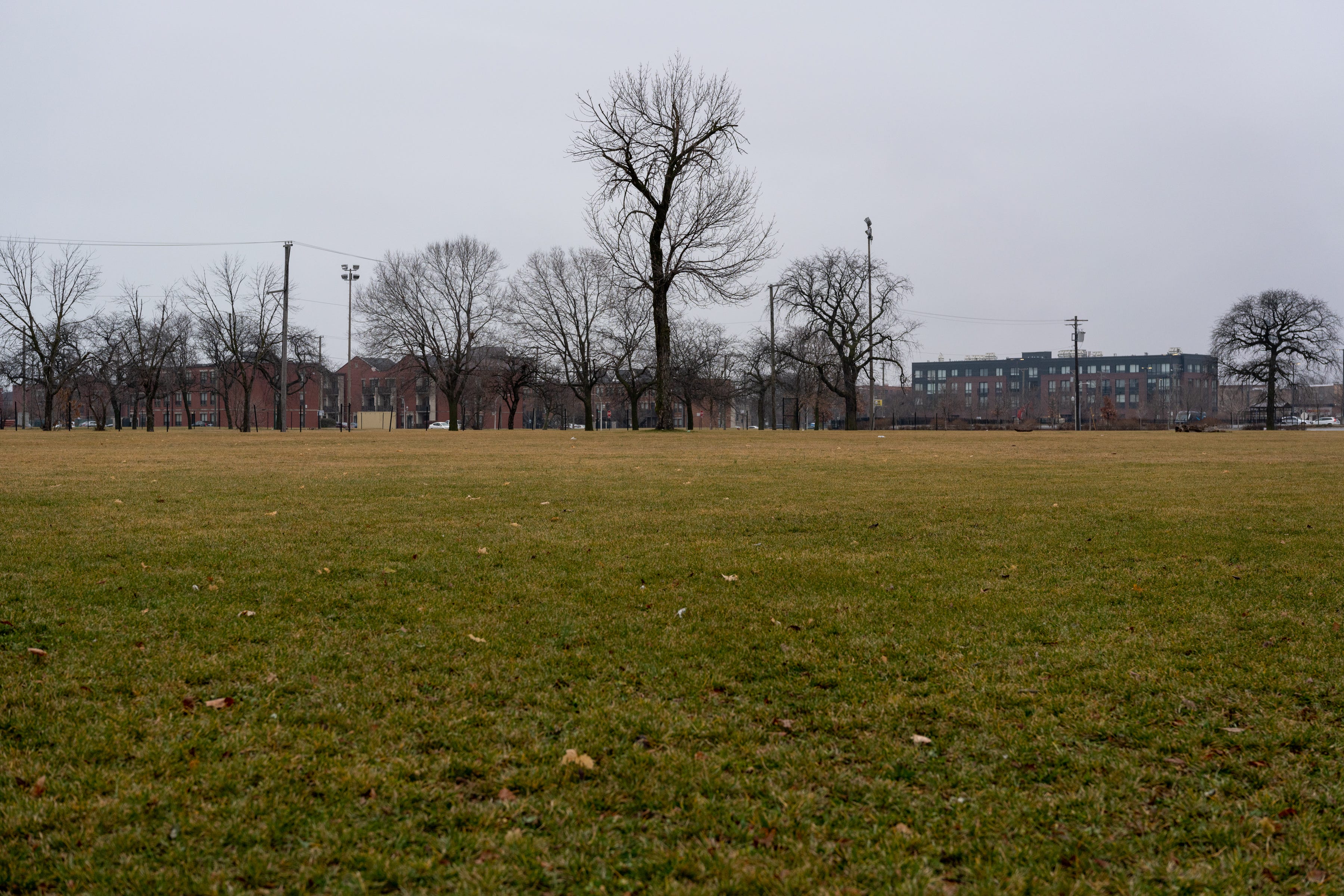 A vacant lot is seen along Martin Luther King Drive where the Ida B. Wells Homes used to stand in Chicago, on Dec. 10, 2022.