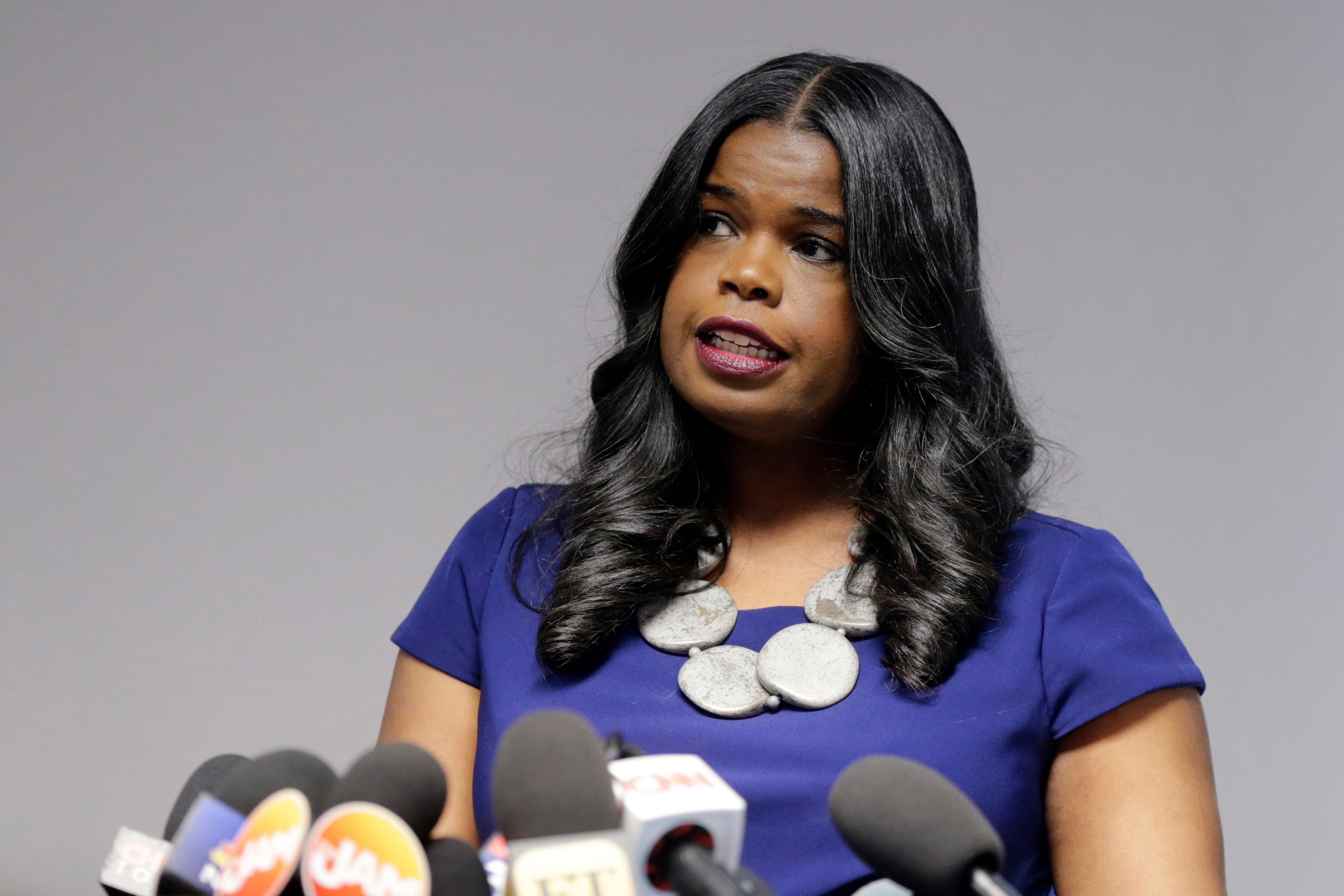 Cook County State's Attorney Kim Foxx speaks at a news conference, in Chicago on Feb. 22, 2019.