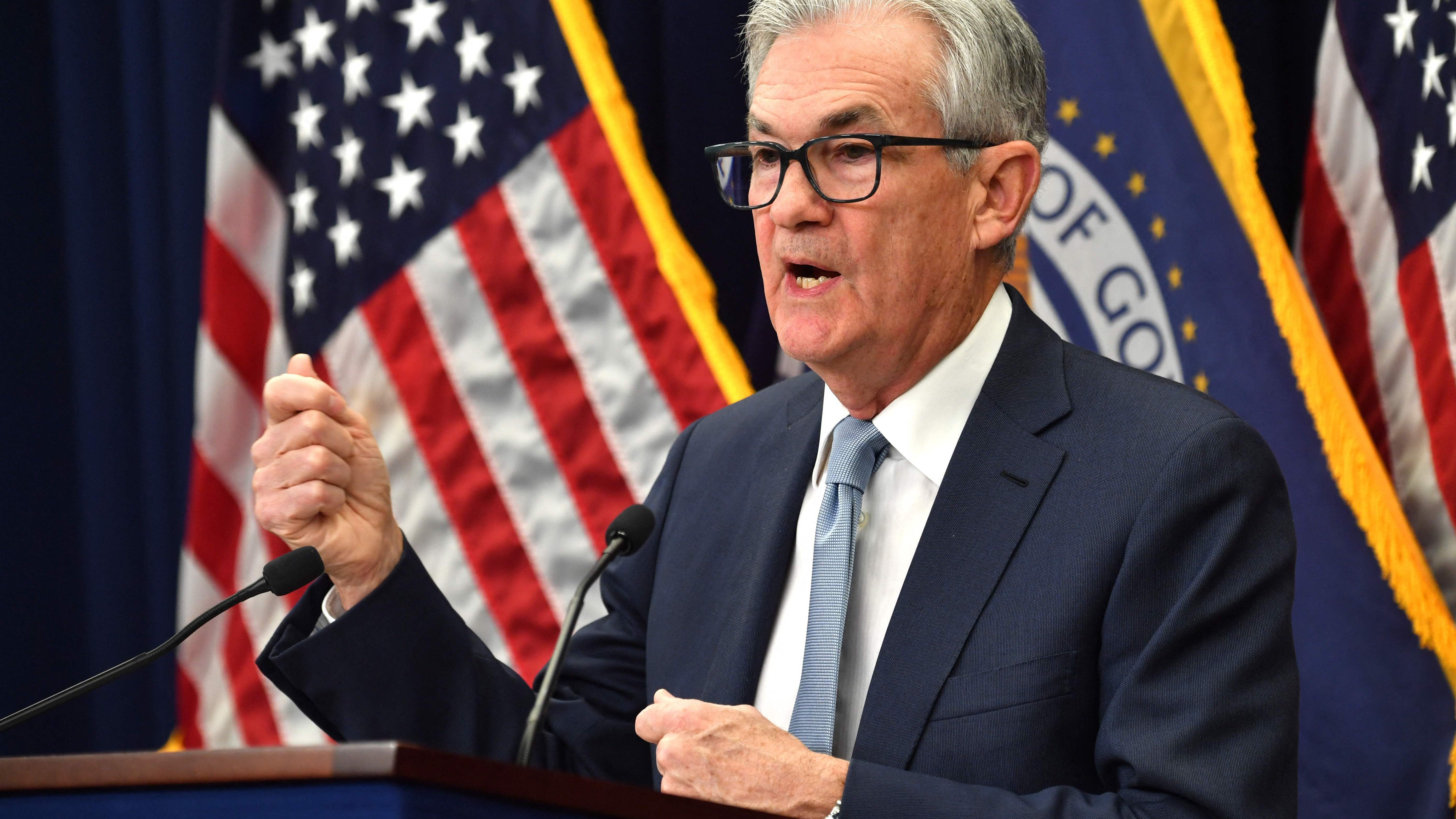 Federal Reserve Board Chairman Jerome Powell speaks at a news conference after a Federal Open Market Committee meeting at the Federal Reserve Board Building in Washington, DC on December 14, 2022.