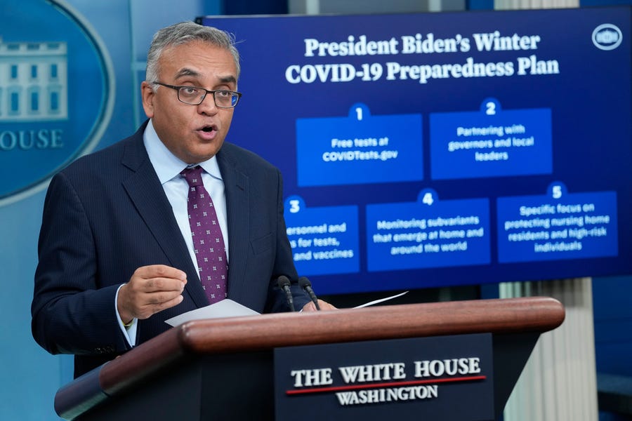 White House COVID-19 Response Coordinator Ashish Jha speaks during the daily briefing at the White House in Washington, Thursday, Dec. 15, 2022.