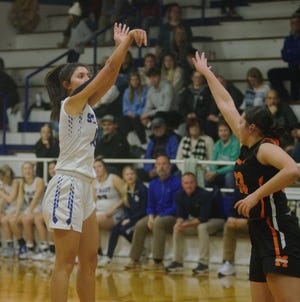 Ava Schultz's four first quarter 3-pointers helped St. Mary's start the game up 23-0 against Onaway.