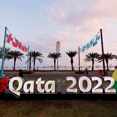 A view of 2022 FIFA World Cup decorations around D