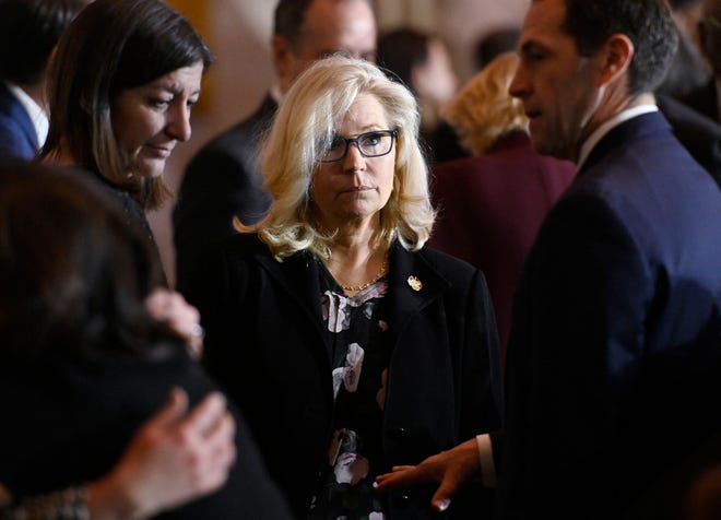 US Rep. Liz Cheney during a Congressional Gold Medal Ceremony in honor of the US Capitol Police and those who protected the Capitol on January 6, 2021, in the rotunda of the US Capitol in Washington, DC, on December 6, 2022.