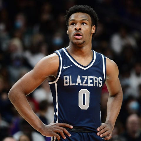 Bronny James during a December 2021 game.