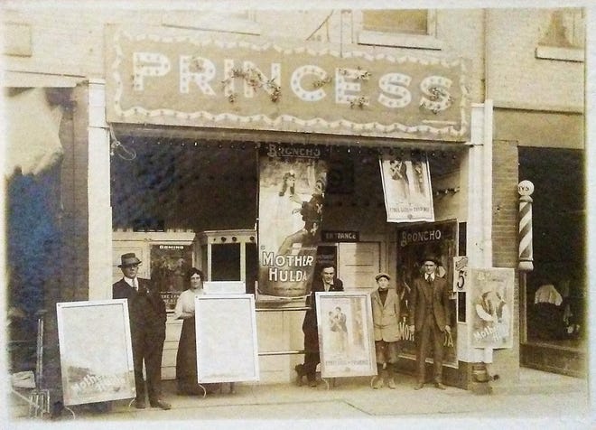 Pictured is the Princess Theater with an electric sign, which was probably made by Joe Moyer.