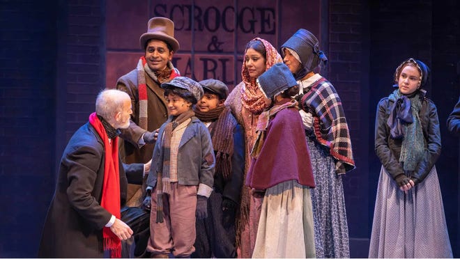 The cast of "A Christmas Carol," playing at the Hanover Theatre and Conservatory for the Performing Arts in Worcester.
