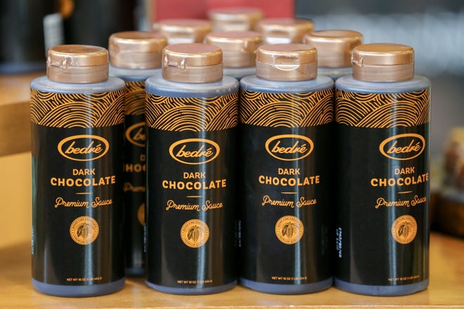 The artwork on Bedré Fine Chocolate's dark chocolate sauce is based on Chickasaw designs.