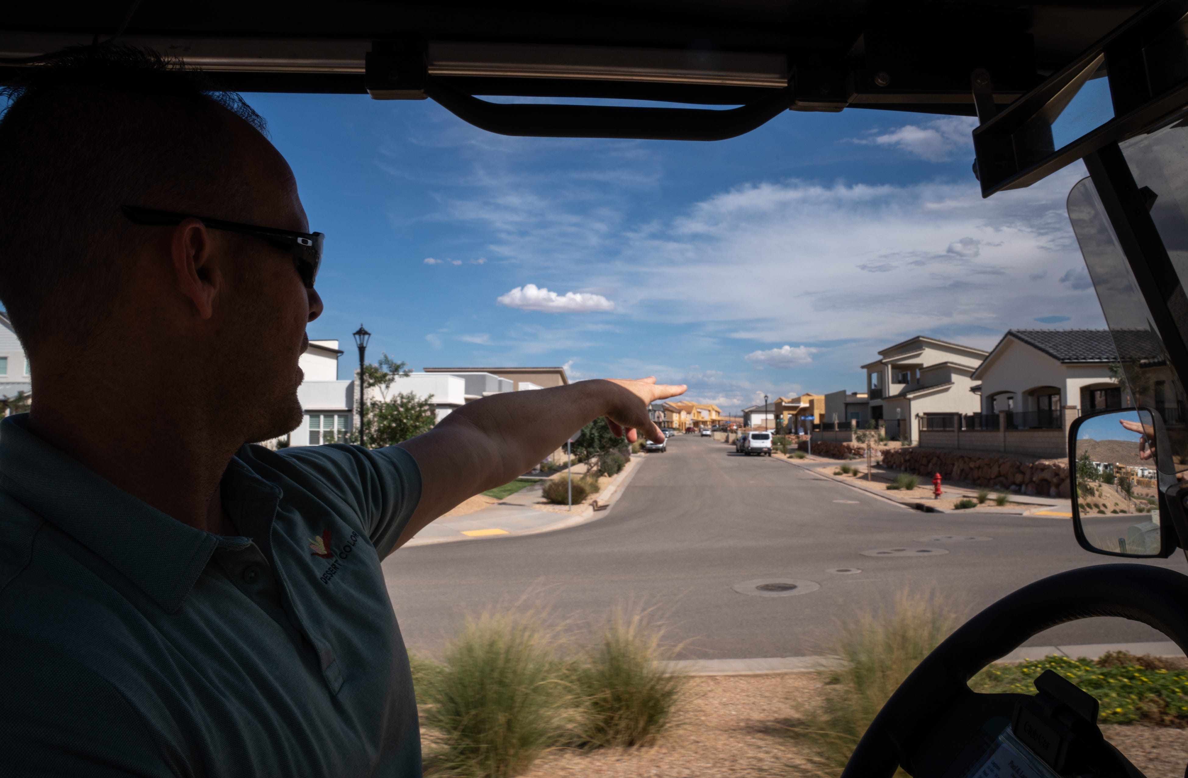 Ryan Coates gives a tour of the Desert Color community in St. George, Utah, on Sept. 27, 2022. The new community has put an emphasis on conserving water with its landscaping and by reusing water.