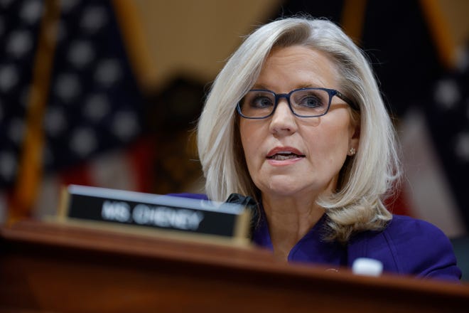 U.S. Rep. Liz Cheney (R-WY), Vice Chairwoman of the Select Committee to Investigate the January 6th Attack on the U.S. Capitol, delivers remarks during the last public hearing in the Canon House Office Building on Capitol Hill on Dec. 19, 2022 in Washington, DC.