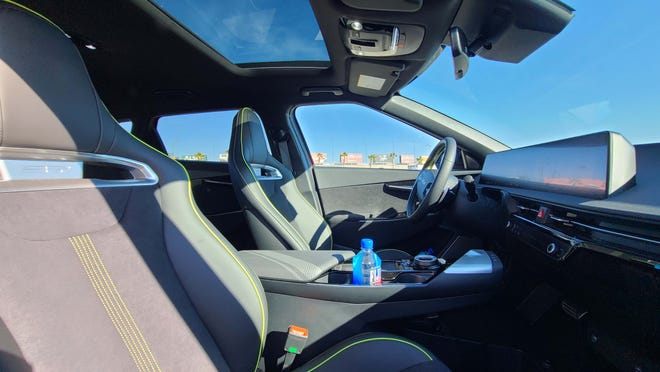 The interior of the 2023 Kia EV6 GT features exclusive bucket seats.