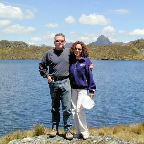 Harrison and his wife hiking in El Cajas National 