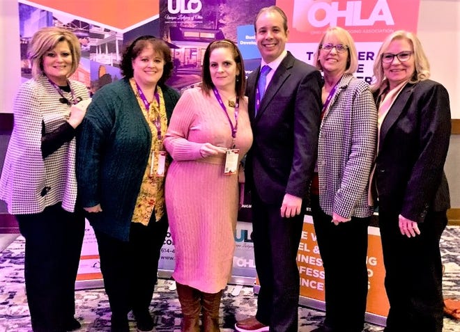 Carlisle Inn team members recognized recently by the Ohio Hotel and Lodging Association are, from left:  DeAnn Harper, Tammi Alexander, Marcie Solovyov, Chris Castelle, Dena Hershberger and Chris Argabrite.