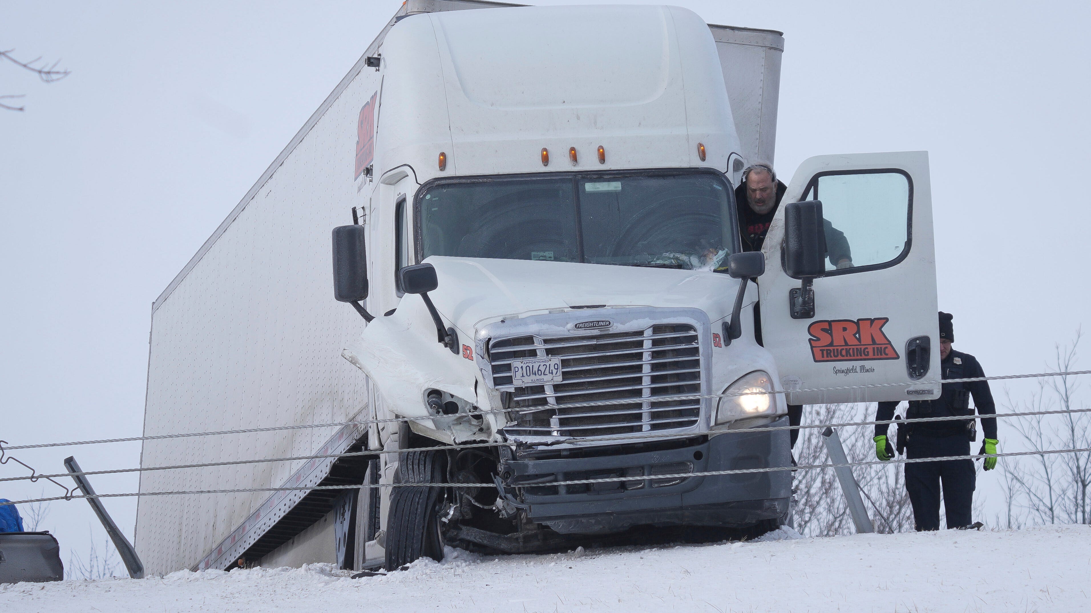 An accident involving a semi-tractor trailer blocked the eastbound lanes of Interstate 80 in West Des Moines on Thursday, Dec. 22, 2022, as blizzard conditions impacted much of the state. Temperatures plunged far and fast Thursday as a winter storm formed ahead of Christmas weekend, promising heavy snow, ice, flooding, and powerful winds across a broad swath of the country and complicating holiday travel.