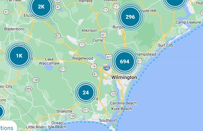 With high winds sweeping across the Wilmington area Friday, several power outages were reported.