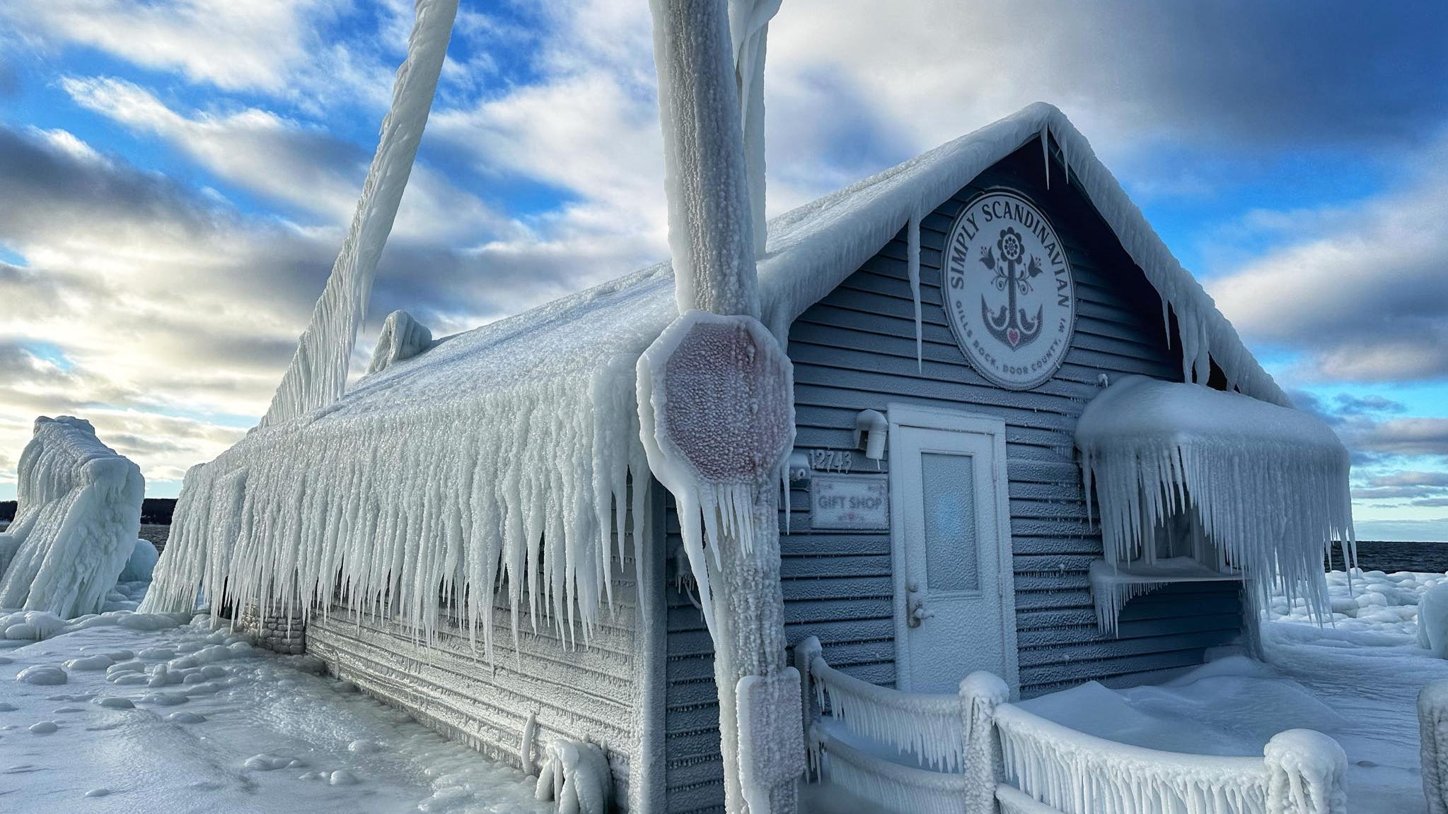 Door County Gift Shop Covered With A Foot Of Ice After Winter Storm door-county-gift-shop-covered-with-a-foot-of-ice-after-winter-storm