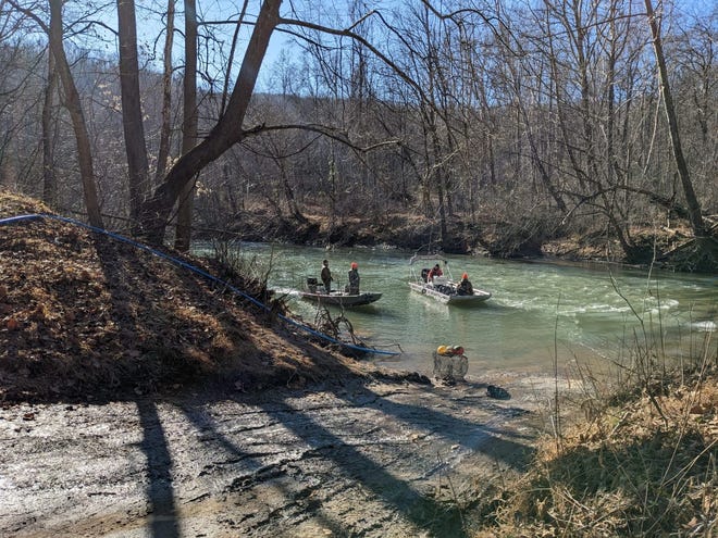 The Virginia Department of Emergency Management, Virginia Department of Wildlife Resources, and Virginia State Police conducting search efforts along Rockfish River after a submerged vehicle was found on Tuesday, December 27.