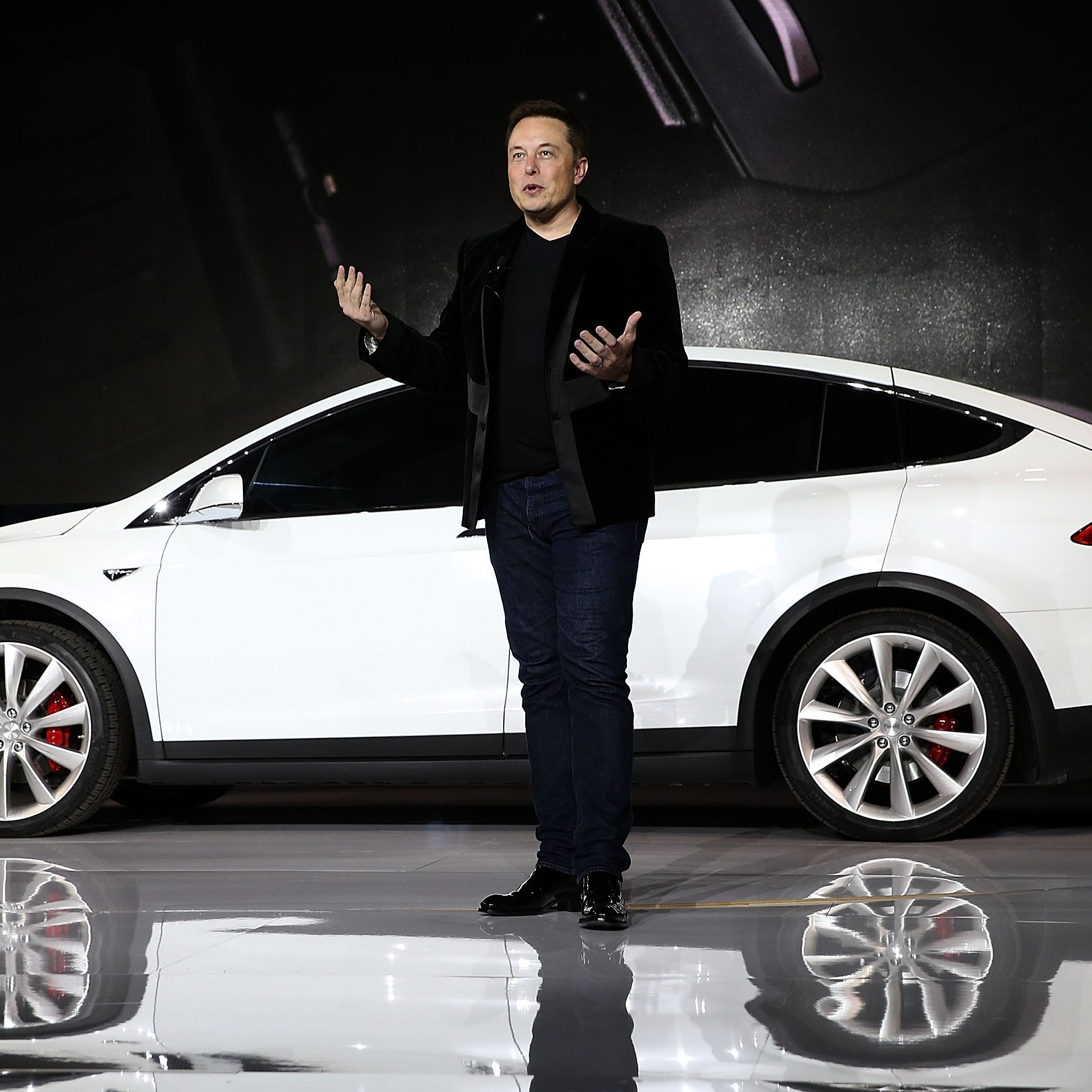 FREMONT, CA - SEPTEMBER 29:  Tesla CEO Elon Musk speaks during an event to launch the new Tesla Model X Crossover SUV on September 29, 2015 in Fremont, California. After several production delays, Elon Musk officially launched the much anticipated Tesla Model X Crossover SUV. The  (Photo by Justin Sullivan/Getty Images) ORG XMIT: 581726041 ORIG FILE ID: 490597722